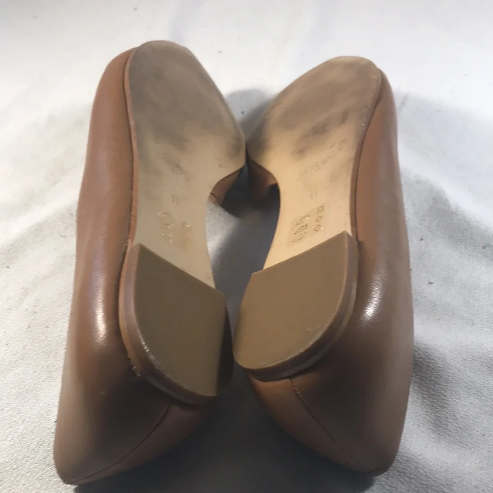 J Crew Classic D’Orsay Women’s Brown Leather Pointy Toe Slip On Flat Shoes 11